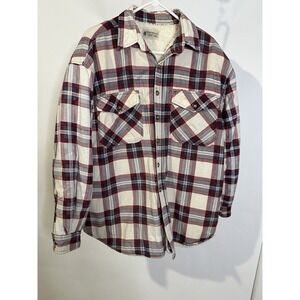 Northwest Territory Mens Flannel  Fleece Lined Jacket Red‎ Plaid Button Up